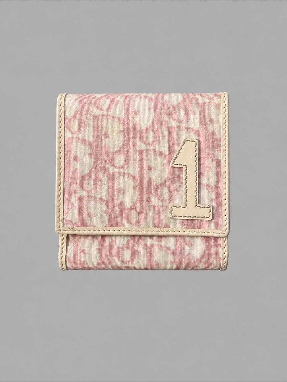 Authentic Christian Dior Trotter “1” Bifold Wallet in Pink/White